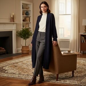 Zara Knit Women's Navy Blue cardigan, duster Sweater size medium normcore